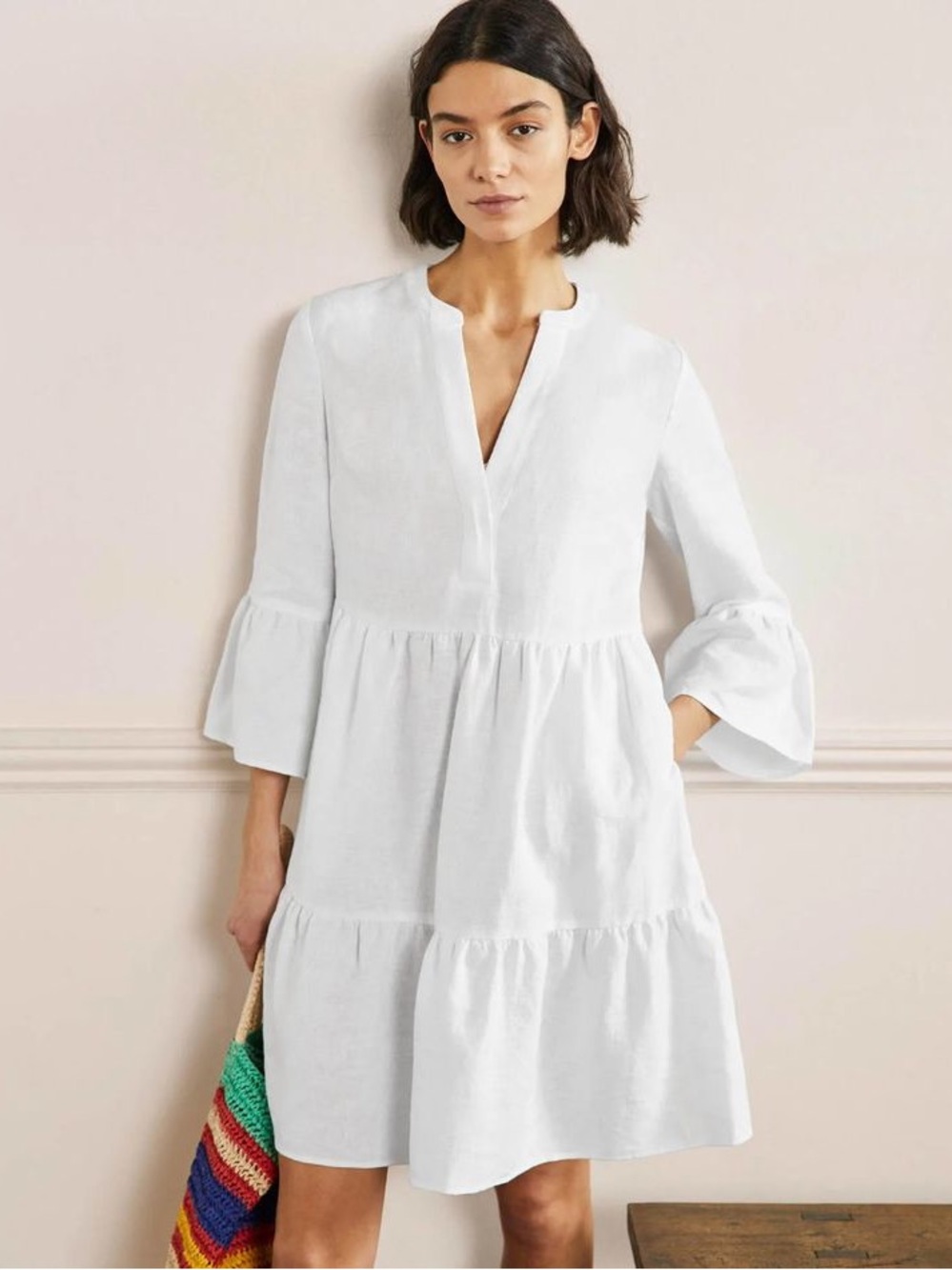 BODEN Linen Tiered Dress 8